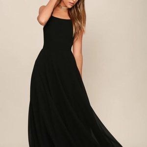 Strappy To Be Here Black Lace-Up Maxi Dress
